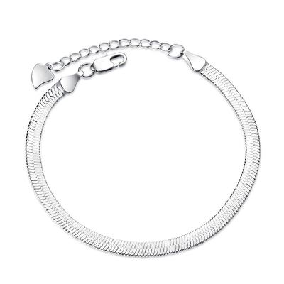 Flaches Schlangenarmband für Damen, Schlangenknochenarmband, Damenhandschmuck, kurzes Armband, versilbert