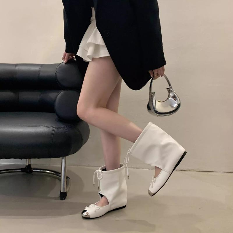 Modne Niszowe Design Okrągły Nosek Buty Mary Jane Damskie Sznurowane Kokardka Płaskie Baleriny Płaskie Letnie Klapki Buty