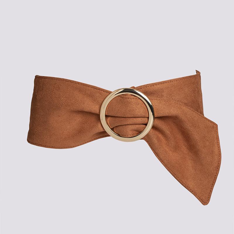 Women's High-Grade Suede Belt with Round Buckle - Soft, Comfortable, and Versatile Waist Accessory
