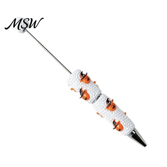Cartoon Ghost Writing Pens Halloween Rhinestone Beadable Pen, DIY Sparkly Cat Pumpkin Plastic Beaded for Crafts Glitter Black Ink Ballpoint Pen Making