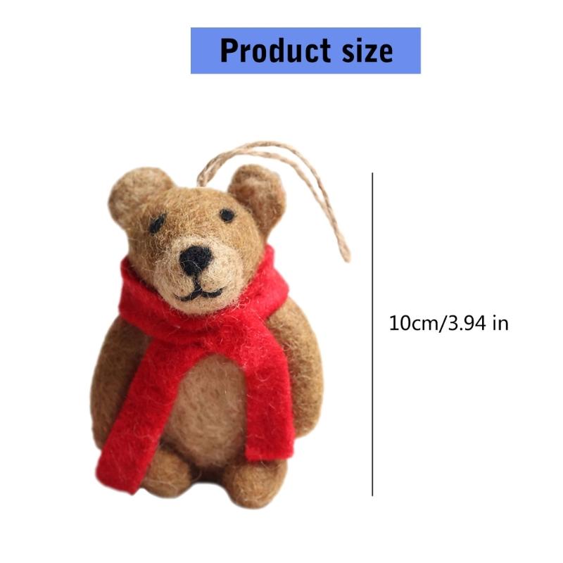 Brown Bear Pendant Keychain Felt Animal Charm Keyring Stylish Backpack Ornament Fashionable Accessory for Bags and Keys