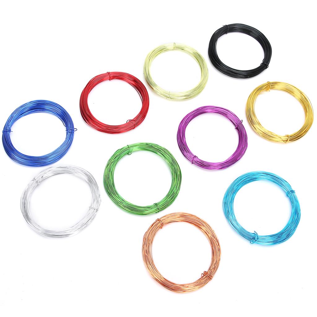 10 Rolls Colored Aluminum Wire Oxidized Flexible Bicycle Weaving Shape DIY Craft Making 0.8mm