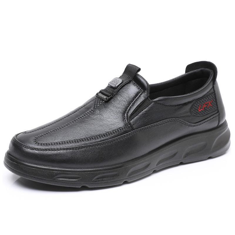 Men's Waterproof Imitation Leather Shoes - Breathable, Lightweight, Comfortable Business Casual Shoes for Middle-Aged & Elderly Dads