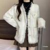 French Chic Faux Mink Fur Tassel Cardigan - 2026 Autumn/Winter Korean Style Elegant Loose Jacket for Women