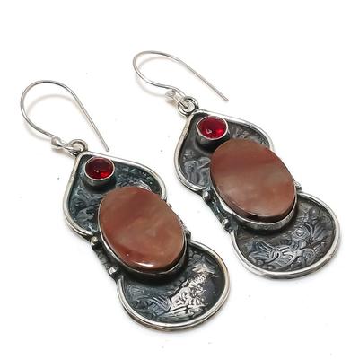 Natural Mookaite, Rubillite Gemstone 925 Sterling Silver Earring 2.36" F6p91