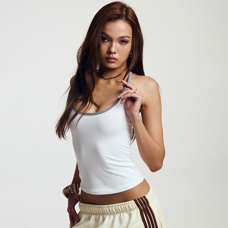 

European American Style Women s Clothing Spring Summer New Fashionable All-matching Simple U-neck Vest Top L белый