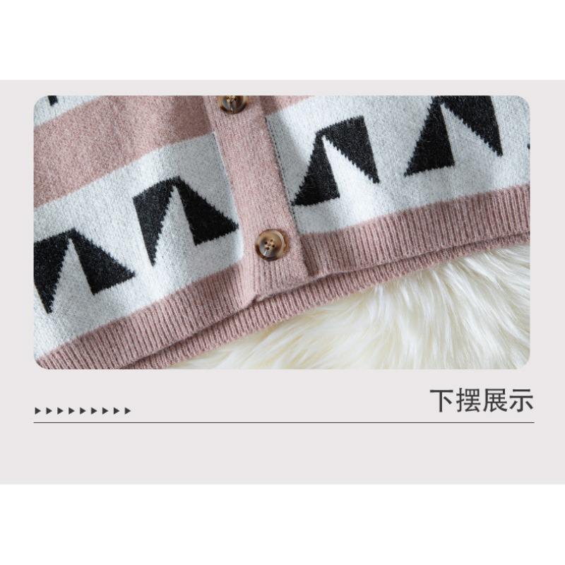 Neuer Herbst- und Winter-Lockerer und Lässiger Stil Jacquard Kontrastfarbe Außen Gestrickte Strickjacke Pullover Jacke