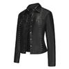 2024 Spring and Autumn New Rivet Leather Jacket Cardigan Button Leather Jacket European and American Fashion Thin Jacket Cross-border Women's Clothing