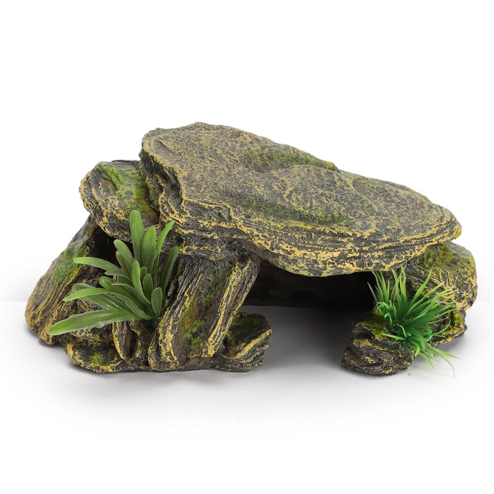 Vivid Texture Reptile Hiding Cave Artificial Turtle Resting Platform For Frogs