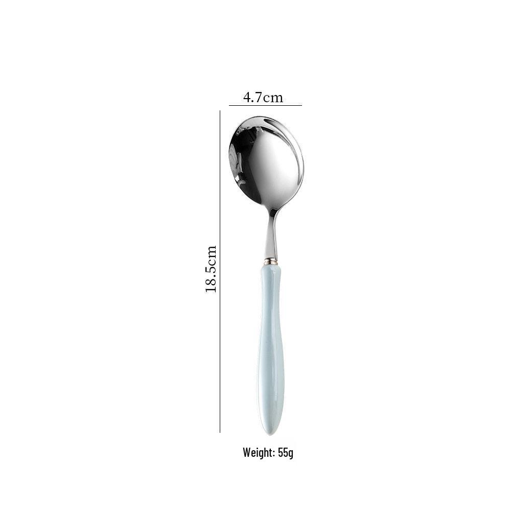 Macron High-End Ceramic Handle 304 Stainless Steel Cutlery Set: Round Spoon & Fork