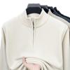 Men's Winter Plus Velvet Half-Zip Stand Collar Hoodie - Thick, Solid, Versatile, Fashionable, Warm Top