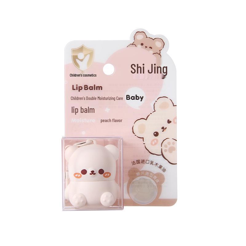 Shi Jing Cute Bear Keychain Lip Balm: Moisturizing & Hydrating Lip Care for Children and Students, Ideal for Autumn and Winter.