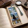 Embroidered Book Page Marker Seasonal Cat Cross-Stitch Bookmark Four Seasons Black Bookmark