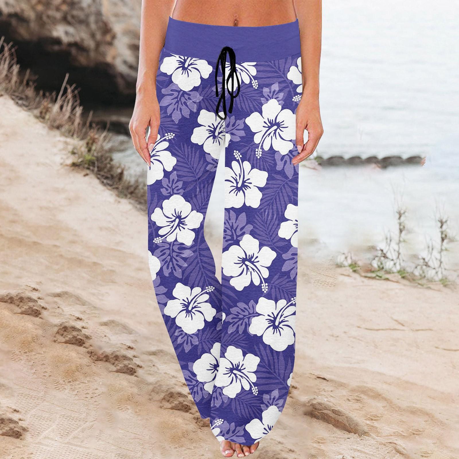 

Женские спортивные брюки, спальные брюки, напечатанные широкие брюки на шнурке, повседневные брюки с карманами XL белый