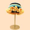 Hand Crochet Bucket Hat with Ruffled Edge Warm Fisherman Hat Ethnic Flower Hat Headwear for Women Winter Elegances
