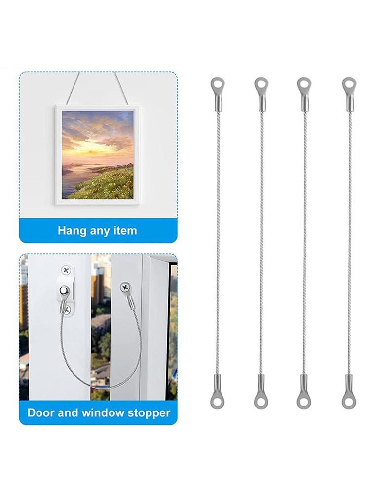 4pcs Stainless Steel Flexible Cupboard Door Window Hinge Limiter Stopper Ropes