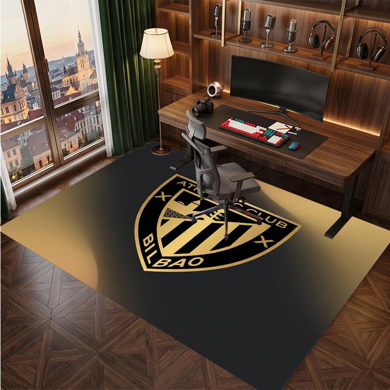 Athletic Bilbao Football Print Crystal Velvet Rug, Comfortable Water Absorbent Non Slip Indoor Floor Carpet