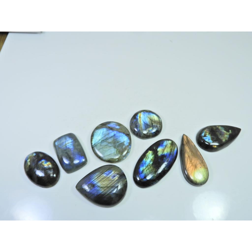 395Cts.Natural Labradorite Multi Fire Mix Cabochon Loose Gemstone 08 Pcs Lot LL-1005