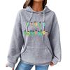 Women's Fashion Loose Hooded Pullover Long Sleeve Plaid Sweatshirt With Drawstring, Drop Shoulder, Pocket, Christmas Print Top