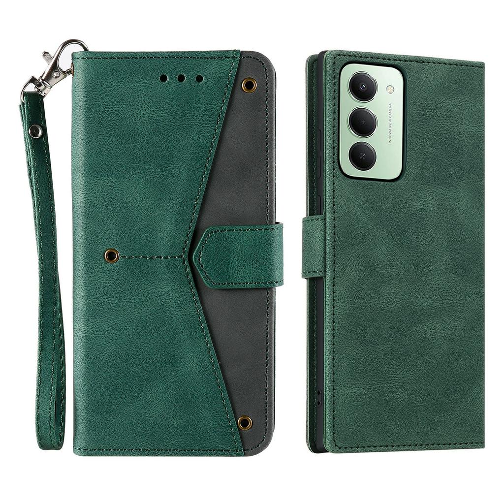 For Xiaomi Redmi 15 5G (Global) (169mm) Leather Case Splicing Stitching Wallet Phone Cover with Wrist Strap