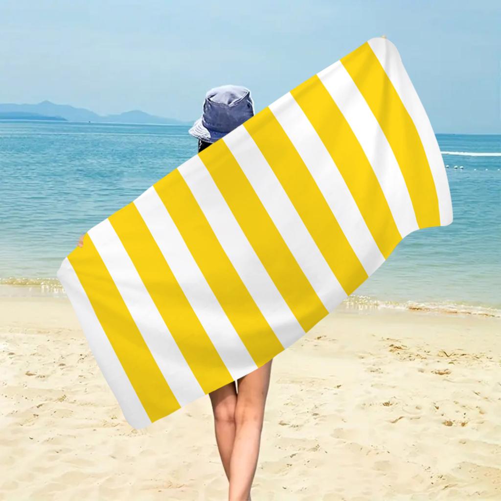 1pc fashionable colorful striped beach towel, quick drying absorbent swimming beach towel, available in multiple colors