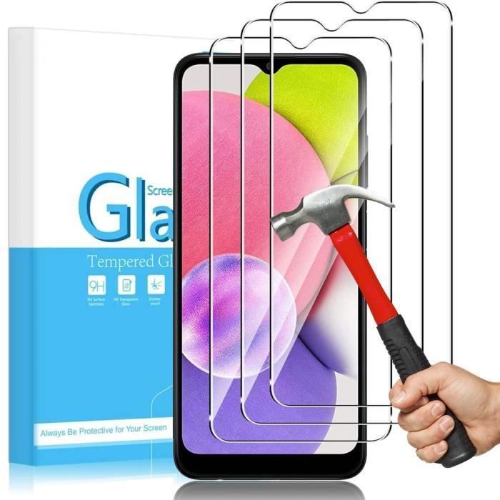 Verre Trempé pour Samsung Galaxy A03s [Pack 3] Film Vitre Protection Ecran 9H E.F.Connection