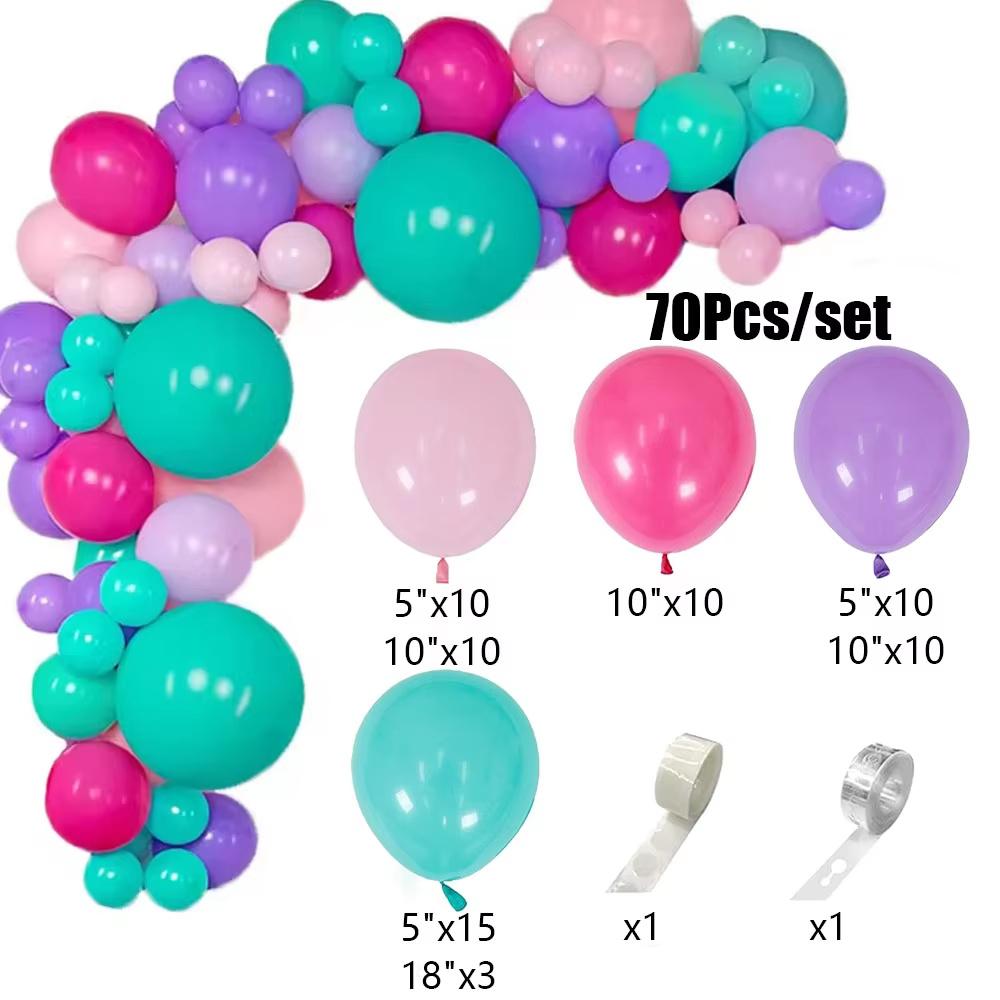 70pcs Pink Purple Balloon Garland Arch Kit Mint Blue Purple Pink Birthday Balloons for Baby Shower Mermaid Unicorn Party Decor