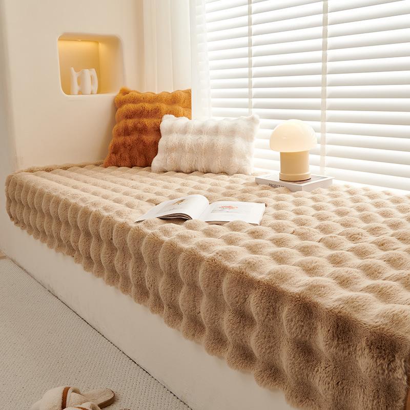 Winter Ins Style Thickened Ledge Cushion Window Cushion Rabbit Plush Balcony Bedroom Tatami Cushion