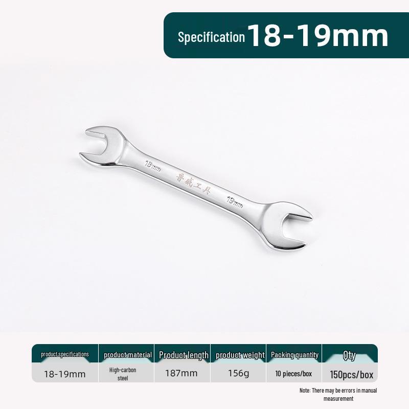 Ruwei Tools Double-Ended Mirror Finish Open-End Wrench, 8-10mm, Multi-Size