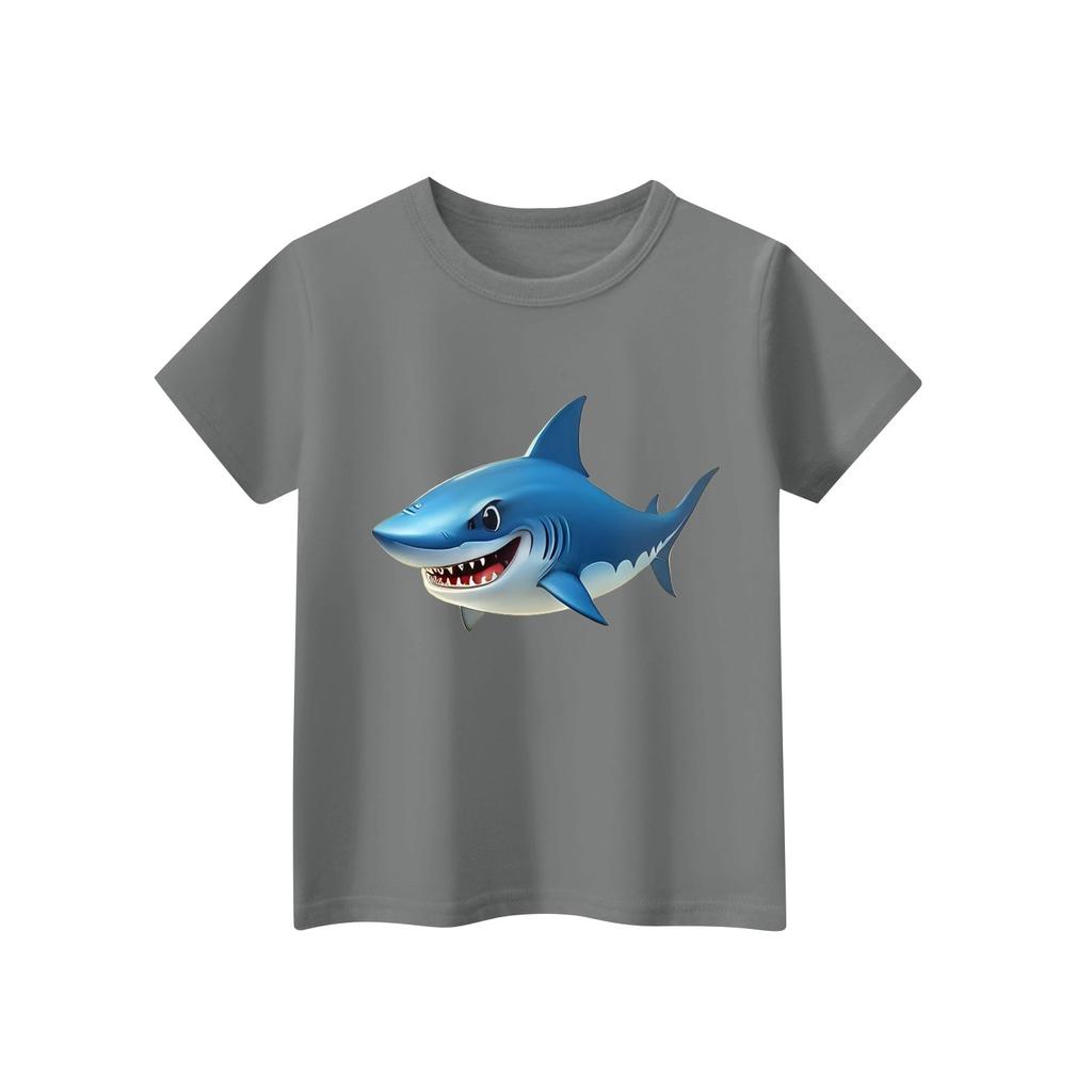 Dziecięcy T-shirt z krótkim rękawem i okrągłym dekoltem, z nadrukiem zwierzęcym, codzienny