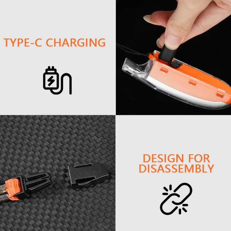 Super Bright LED Flashlight Keychain, USB Rechargeable Emergency Whistle, Survival & Outdoor Gear for Camping, Gifts for Men