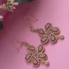 Estele Gold Plated American Diamond Peacock Flower Women's Drop Earrings