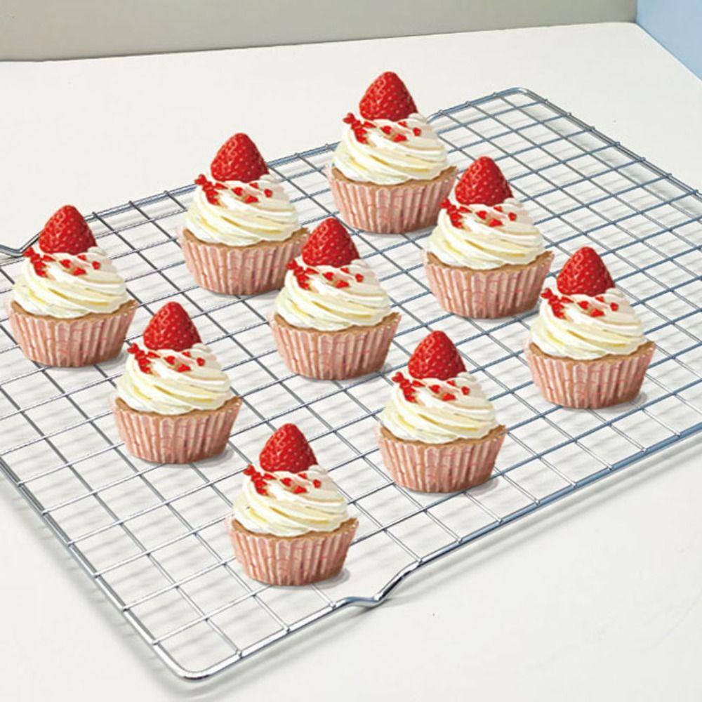 Baking Tool Rectangular Baking Cooling Rack Grid Design Silver Food Drying Rack Heat Resistant High Feet BBQ Cooling Rack Oven