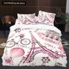 Eiffel Tower Flowers King Queen Duvet Cover Famous Architecture In Paris Bedding Set for Women Romantic Polyester Quilt Cover