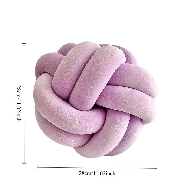 Handwoven Strand Knotted Velvet Ball Throw Pillow Spherical Soft Cushion Sofa Bed Head Home Decor Cozy Textured Essential Accent