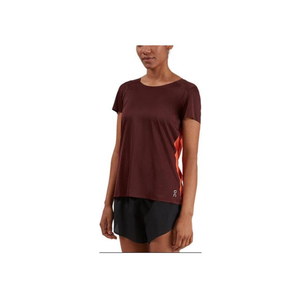On Performance Casual Round Neck Short Sleeve T-Shirt Women T-Shirts Mulberry-Brown Orange 202.00238