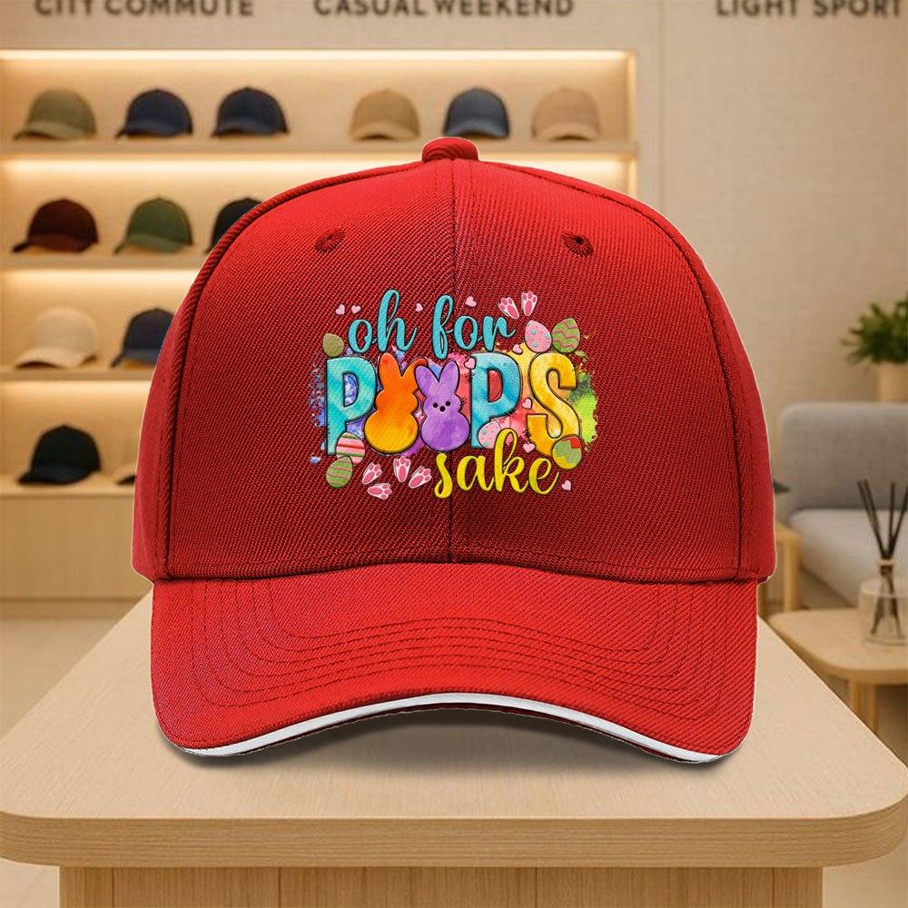 Oh For Peeps Sake Funny Easter Bunny Graphic Baseball Cap Polyester Adjustable Casual Adult One Size