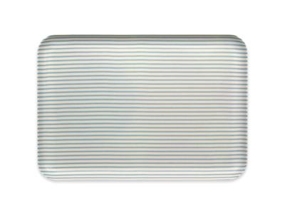 TATSU-CRAFT CN Tray, Medium, 33cm, Striped Blue, Non-Slip, Stylish and Cute Plastic Tray for Kitchen, Placemat, Waterproof, Large, Commercial Use,