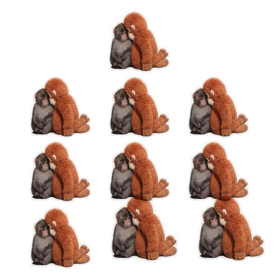 

10 Листов Смешные Обезьянки, Обнимающие Плюшевую Игрушку, Наклейки, Причудливые Виниловые Наклейки для Ноутбуков, Бутылок для Воды, Багажа, Скейтбордов, Водонепроницаемые Поделки DIY для Дома E