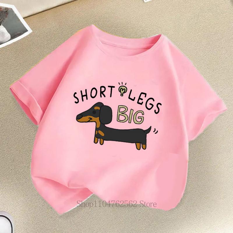 Short Legs Dog Graphic Print Children TShirt Summer Fashion Casual Boys Girls Colorful Kids ONeck Short Sleeve Tops TShirts
