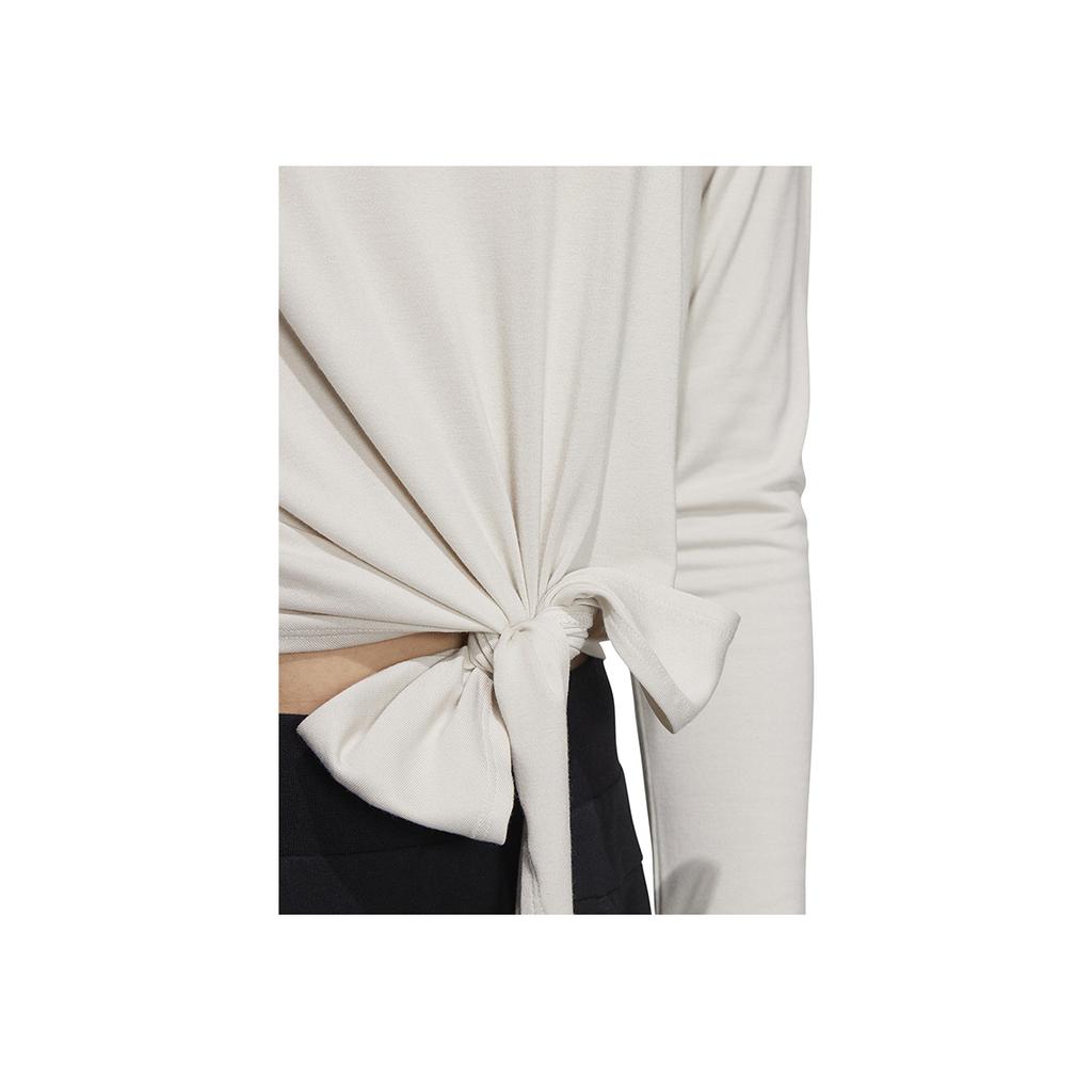 Adidas Solid Color Short Casual Sport Long Sleeve T-Shirt Women Tops White HR8397