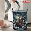 Collapsible Laundry Basket Large Round Waterproof Fabric Hamper Dirty Clothes Storage Bin Toy Organizer with Handles