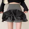 Gray Pleated High-Waist A-Line Skirt for Women - Anti-Exposure, Fluffy, Short Umbrella Design for Spring and Autumn 2024.