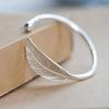 Silver Woman Cuff Bracelet Open Leaf Shaped Adjustable Charm Bangle Girls Party Jewelry Christmas Gifts