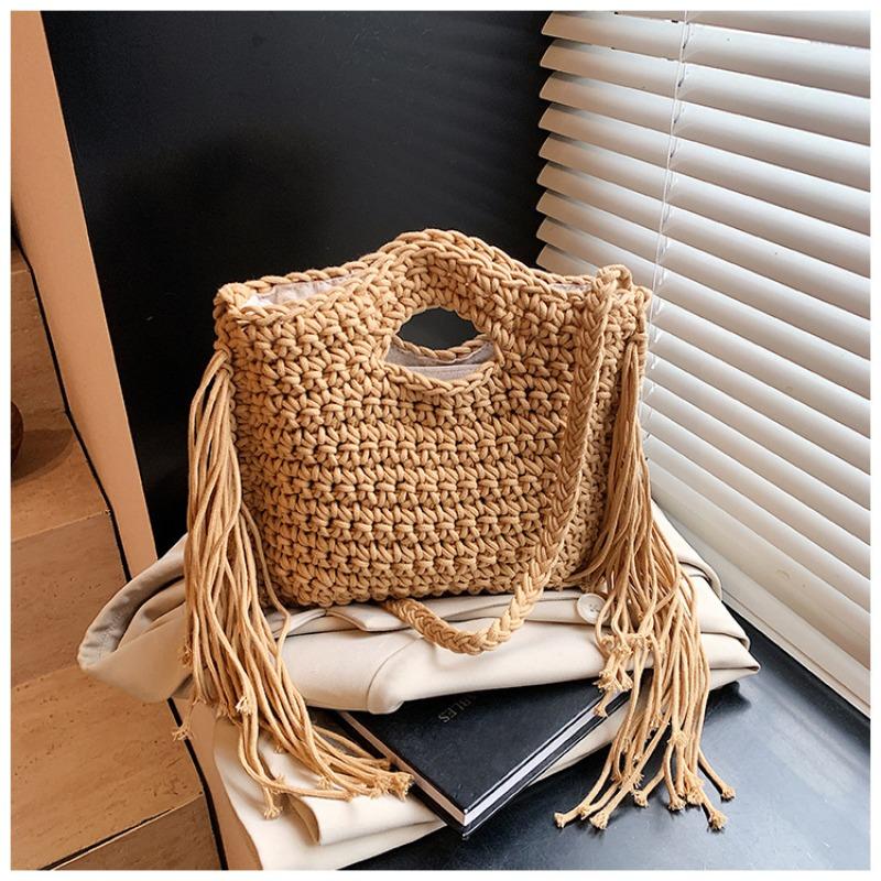 Sommer Mode Handtasche Tasche Damen neue einfache gestrickte Fransen kleine quadratische Tasche High-End Umhängetasche