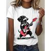Fashion Women Retro Creative Dog Pattern Print T Shirt Funny Casual O-neck Short Sleeves T-shirt Summer Female Tee Shirt