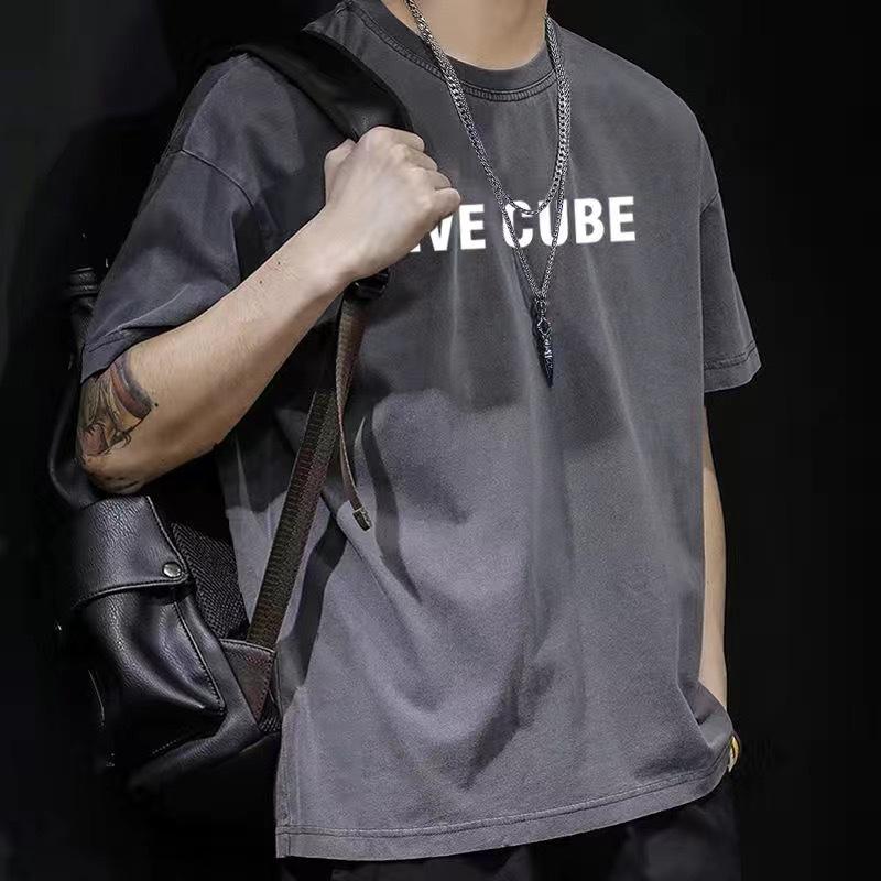 

Летняя мужская футболка с коротким рукавом и принтом, мужская свободная, трендовая, простая, повседневная, универсальная, модная, мужская футболка 3XL