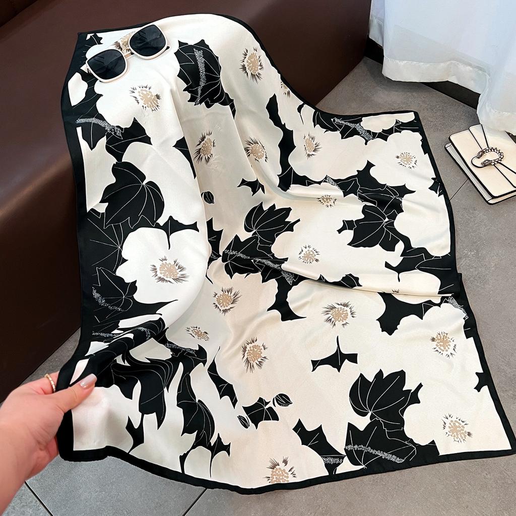 New 91CM large square scarf temperament twill silk scarf women's spring and autumn fashion foreign style shawl scarf decoration