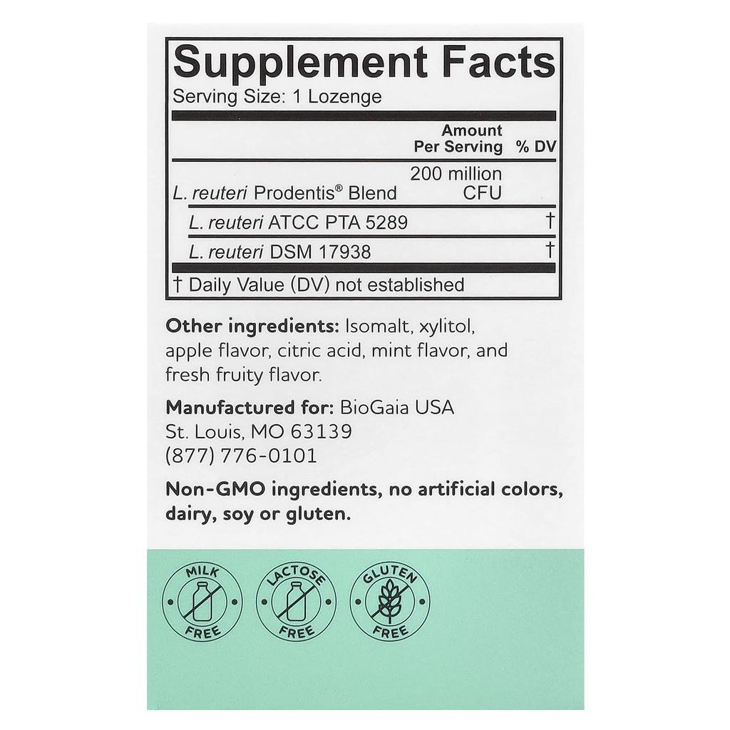 Prodentis Children's Probiotic Lozenges, Apple Flavor, 200 Million CFU, 30 Lozenges