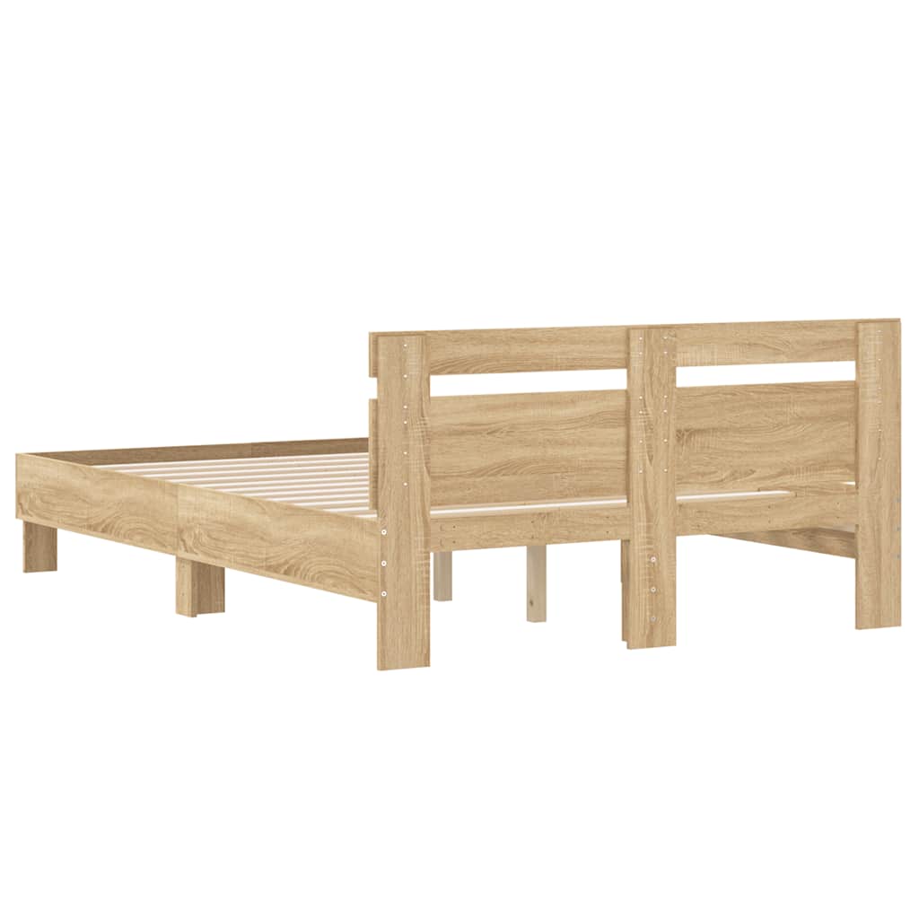 Bed Frame with Headboard Sonoma Oak Finish 120 x 200 cm Engineered Wood